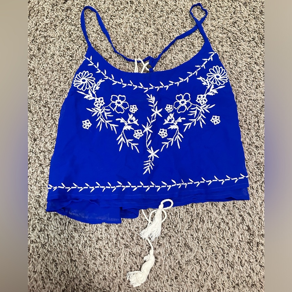 Blue floral crop top size S